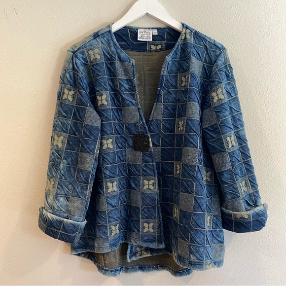 Parsley & Sage Jackets & Blazers - Parsley & Sage Jacket S Blue Quilted Art to Wear Boho Lagenlook Textured Artsy